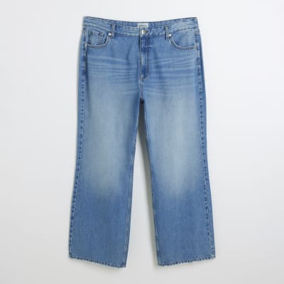 Plus blue high waisted straight leg jeans
