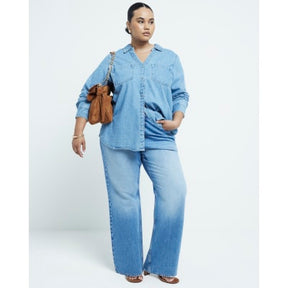 Plus blue high waisted straight leg jeans