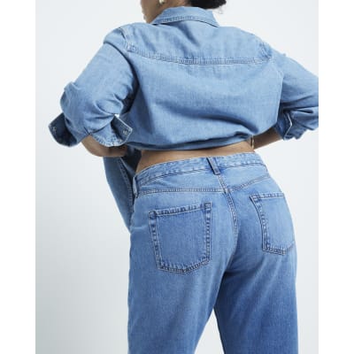 Plus blue high waisted straight leg jeans