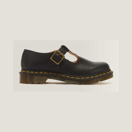 Polley Smooth Leather Mary Janes — Black