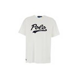 Polo ralph lauren White Crewneck T-Shirt with Contrasting Logo Print on the Front in Cotton Man