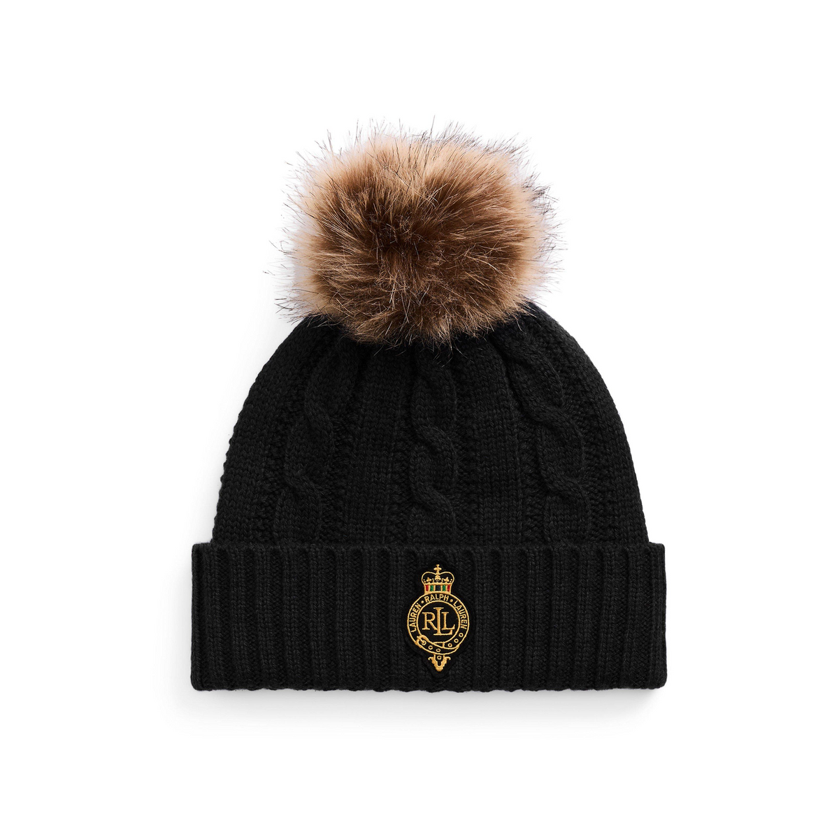 Pom-Pom Cable-Knit Beanie
