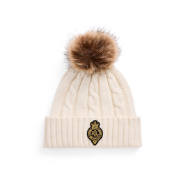 Pom-Pom Cable-Knit Beanie