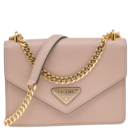 Prada Beige Saffiano Leather Flap Shoulder Bag