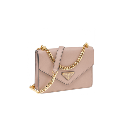 Prada Beige Saffiano Leather Flap Shoulder Bag