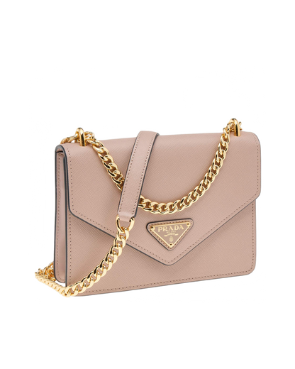 Prada Beige Saffiano Leather Flap Shoulder Bag