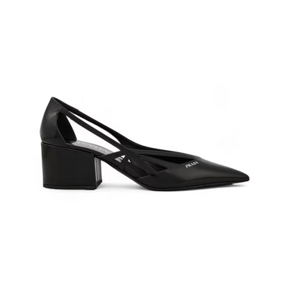 Prada Black Leather Cut-Out Pumps