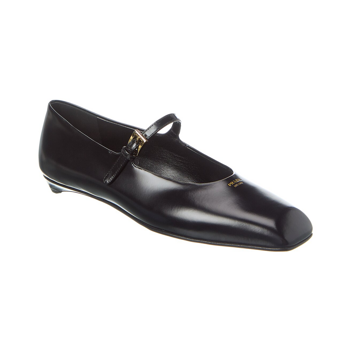 Prada Black Leather Mary Jane Ballet Flats