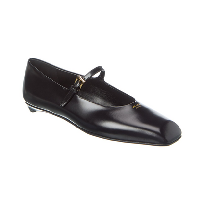 Prada Black Leather Mary Jane Ballet Flats