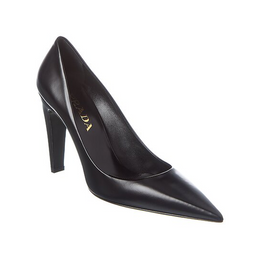 Prada Black Leather Pointed-Toe High Heel Pumps