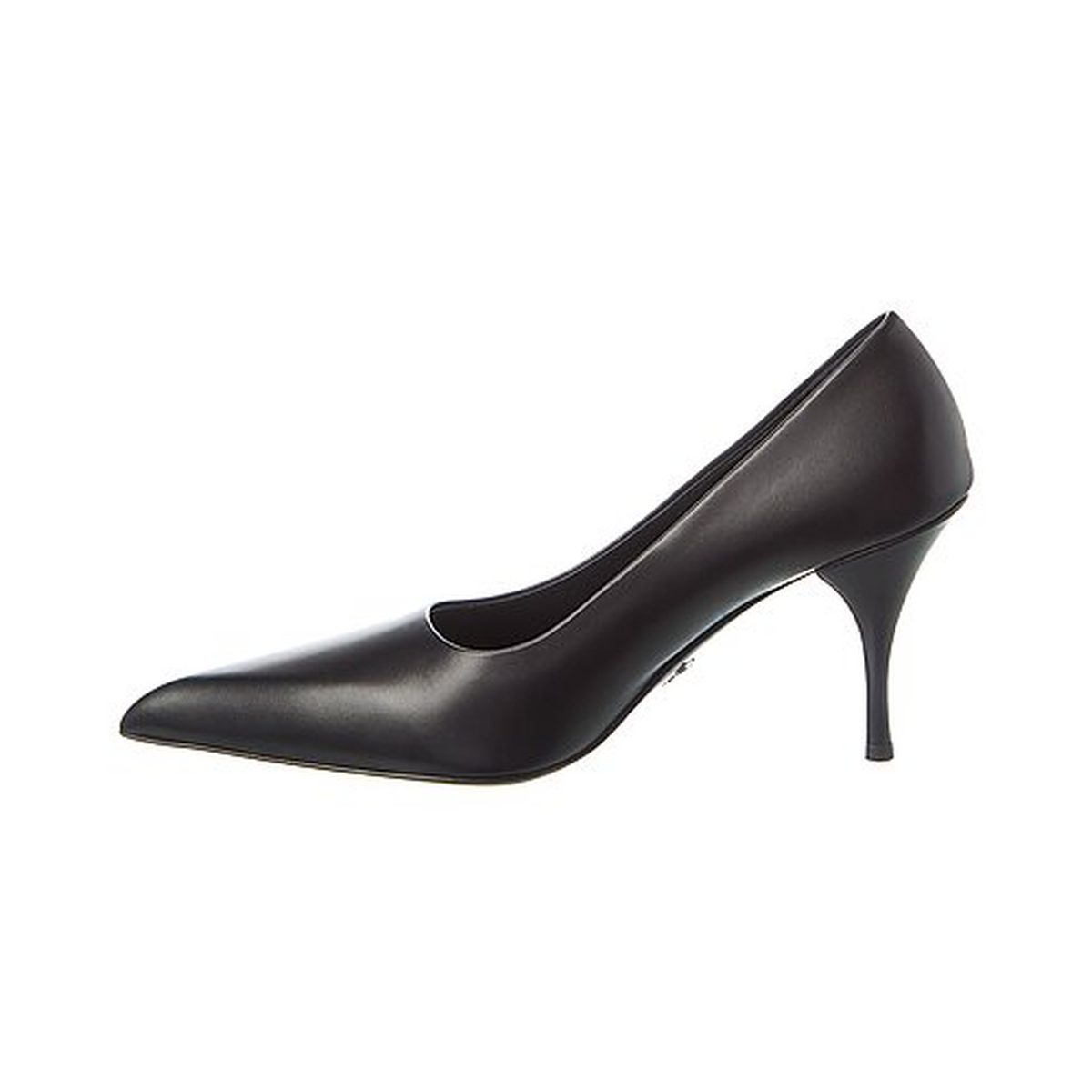 Prada Black Leather Pointed-Toe Kitten Heel Pumps