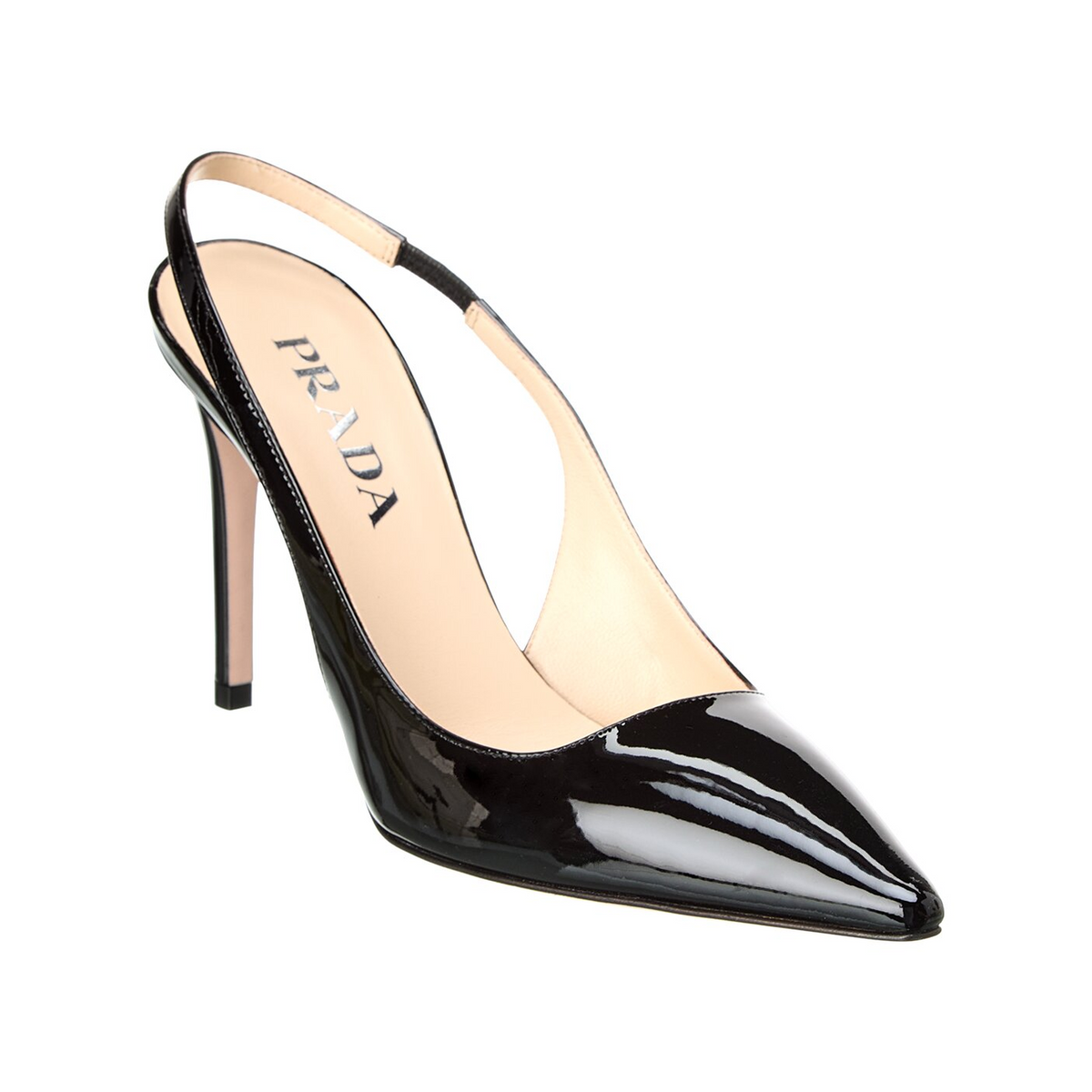 Prada Black Patent Leather Slingback Pumps