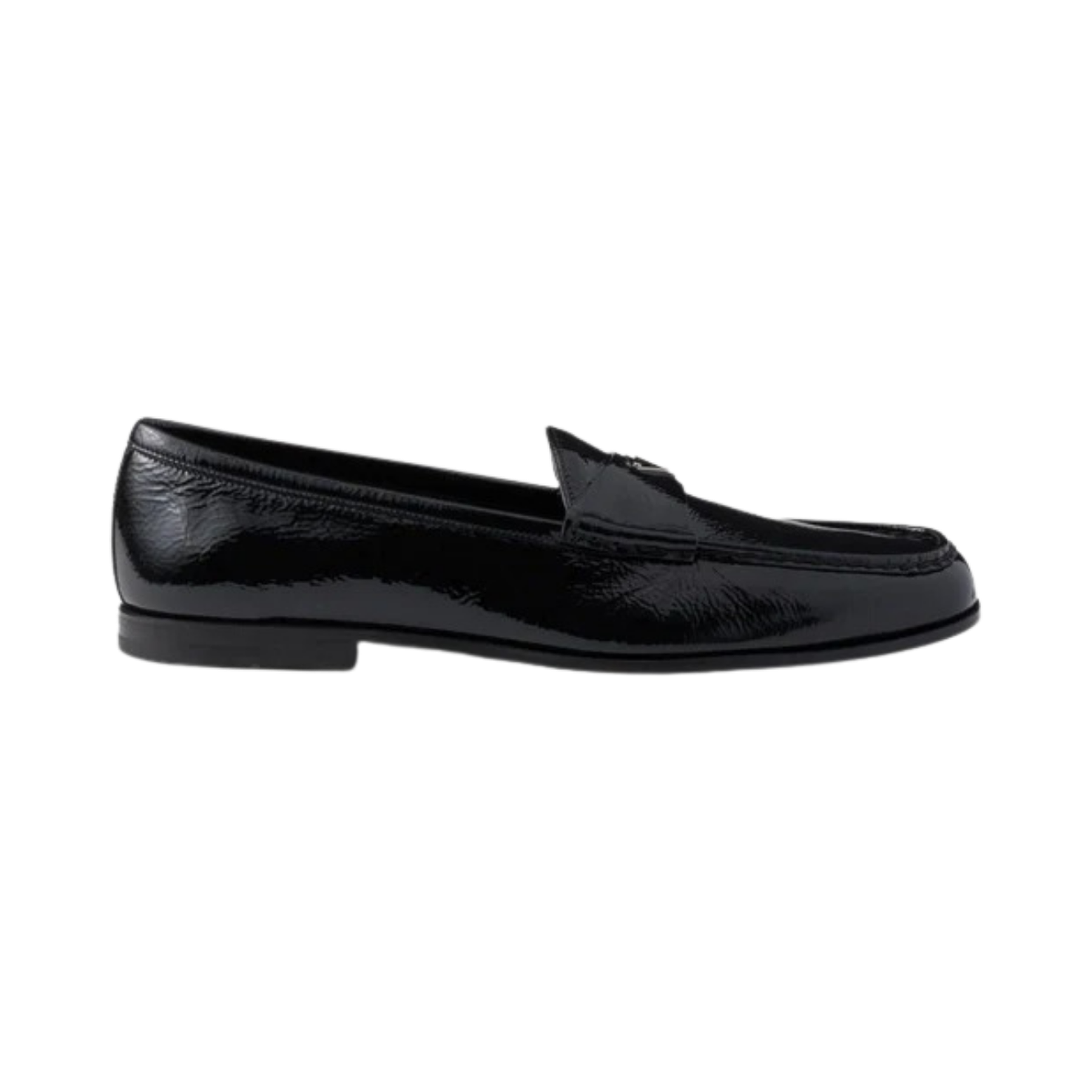 Prada Brushed Leather Loafers with Triangle Logo – Black