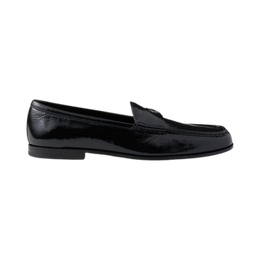 Prada Brushed Leather Loafers with Triangle Logo – Black