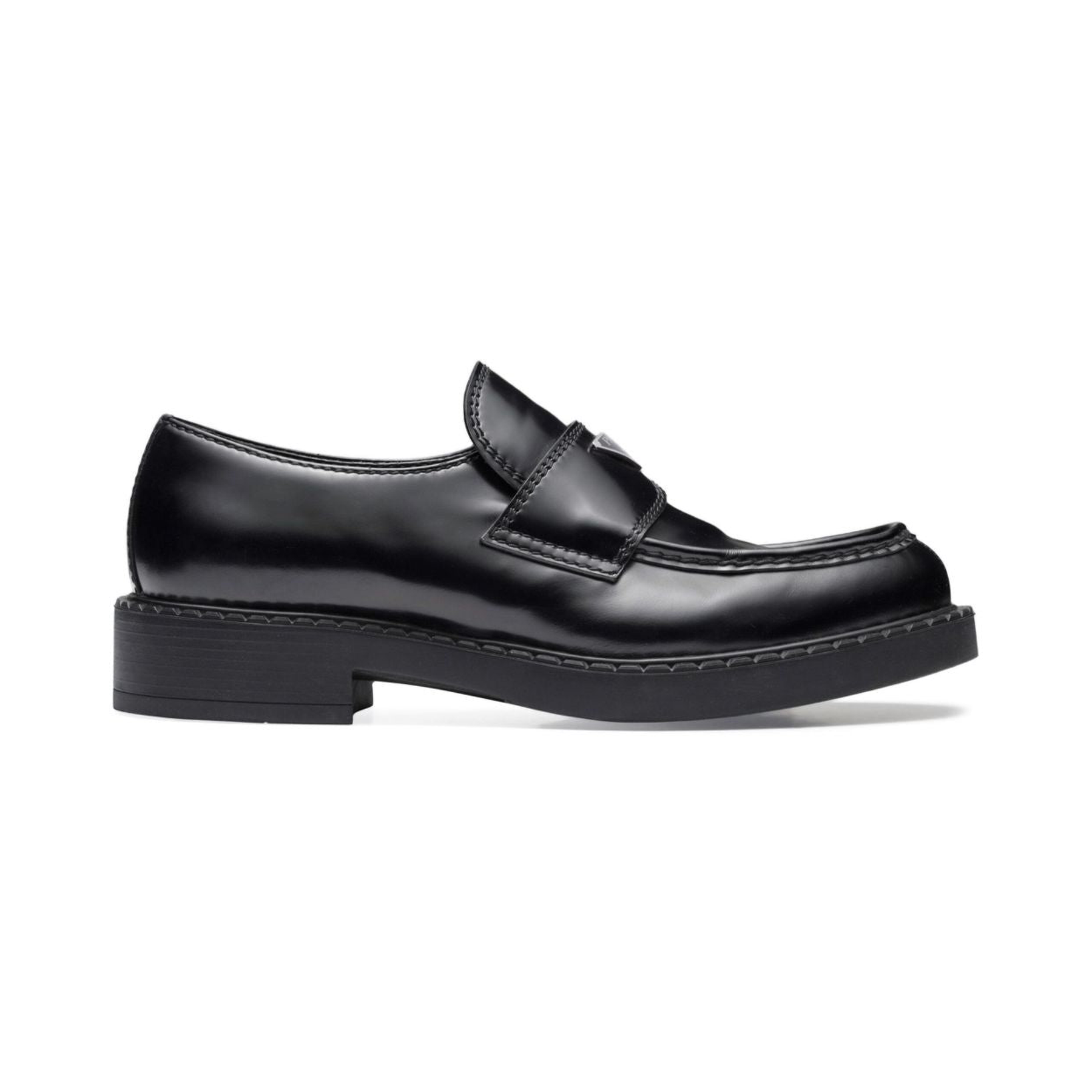 Prada Chocolate brushed-leather loafers