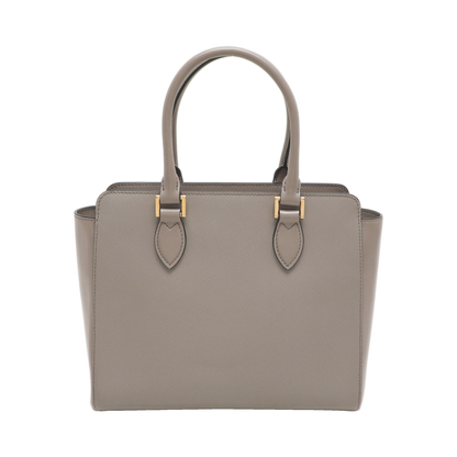 Prada Grey Saffiano Leather Top Zip Satchel