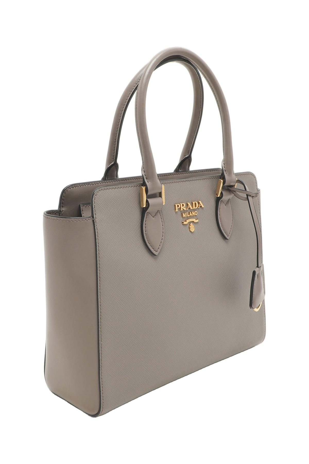 Prada Grey Saffiano Leather Top Zip Satchel