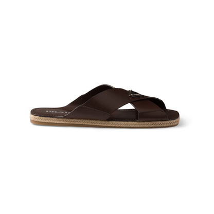 Prada Leather Crisscross Sandals