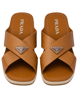 Prada Leather Crisscross Sandals