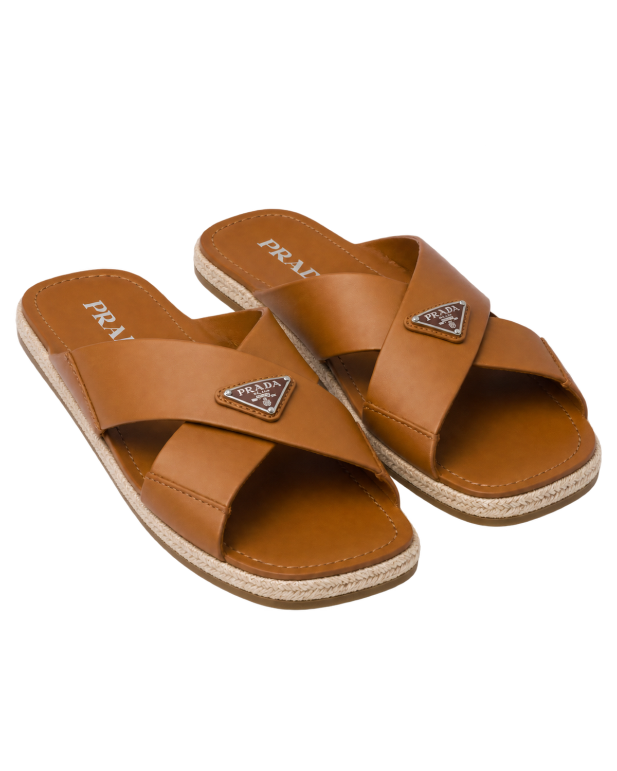 Prada Leather Crisscross Sandals