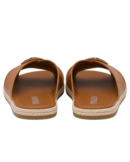 Prada Leather Crisscross Sandals