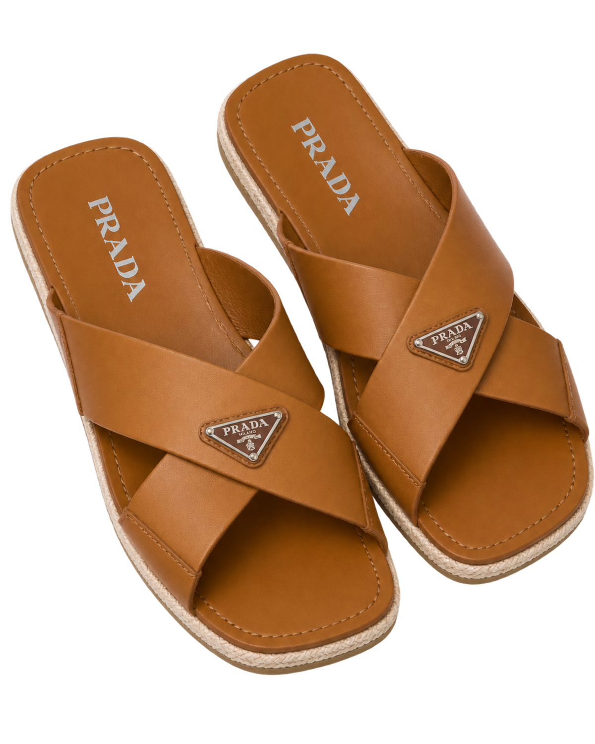 Prada Leather Crisscross Sandals