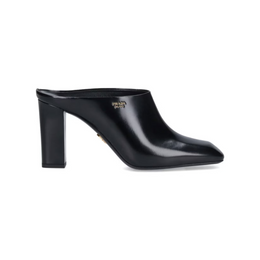 Prada Leather Logo Mules Slip-on Heels