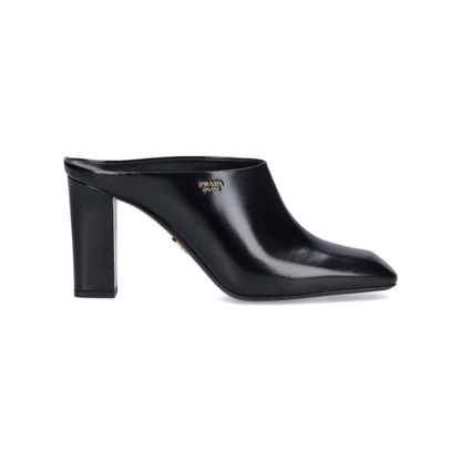 Prada Leather Logo Mules Slip-on Heels