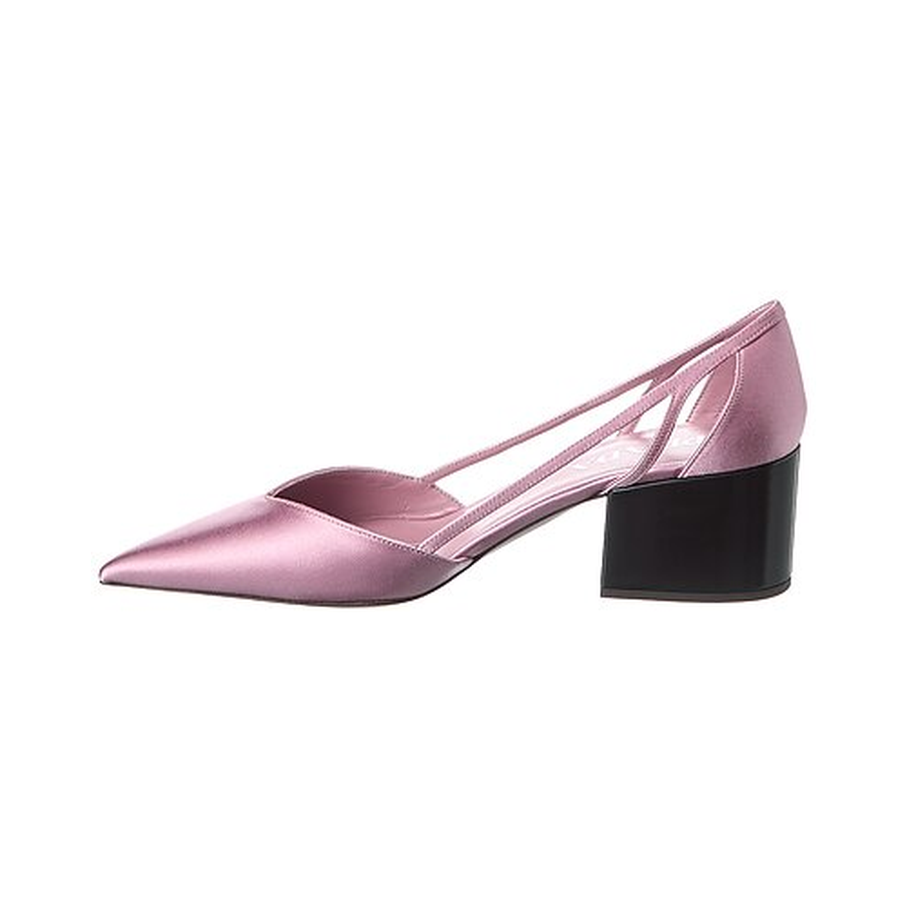 Prada Lilac Satin Pointed-Toe Block Heel Pumps