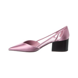 Prada Lilac Satin Pointed-Toe Block Heel Pumps