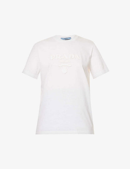 Prada Logo-Embossed Round-Neck Cotton T-Shirt