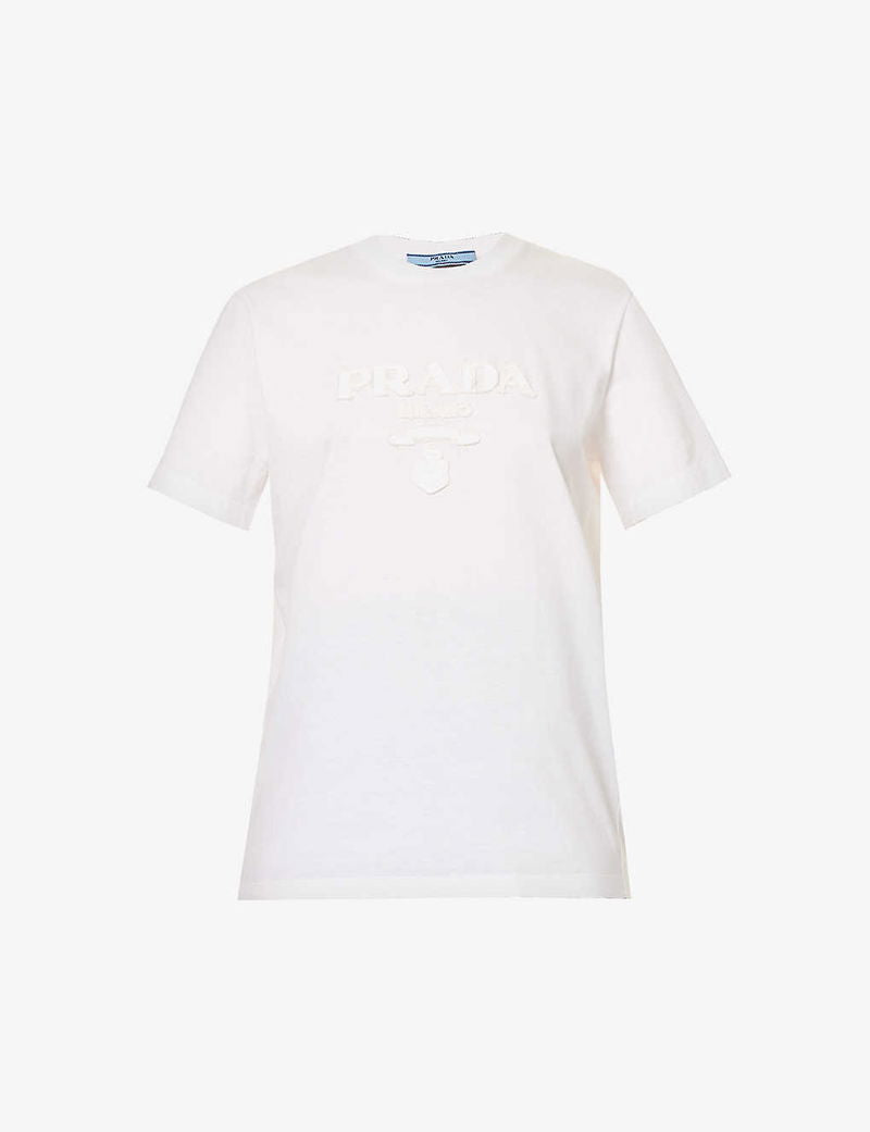 Prada Logo-Embossed Round-Neck Cotton T-Shirt