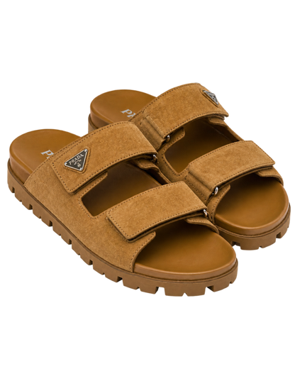 Prada Men's Brown Suede Band Sandals