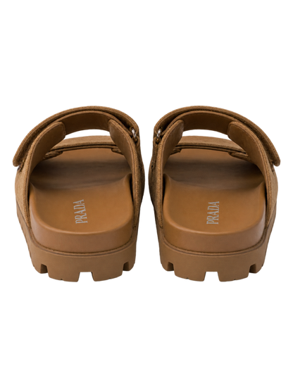 Prada Men's Brown Suede Band Sandals