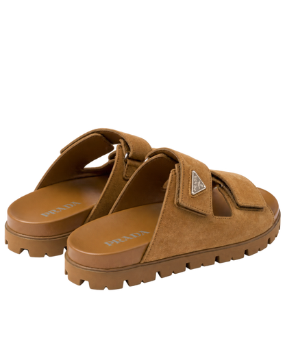 Prada Men's Brown Suede Band Sandals