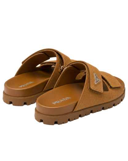 Prada Men's Brown Suede Band Sandals