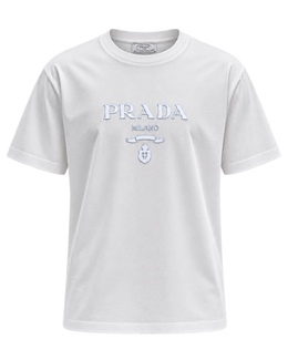 Prada Raised Logo Round Neck T-shirt