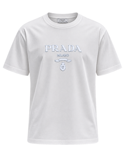 Prada Raised Logo Round Neck T-shirt