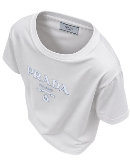 Prada Raised Logo Round Neck T-shirt