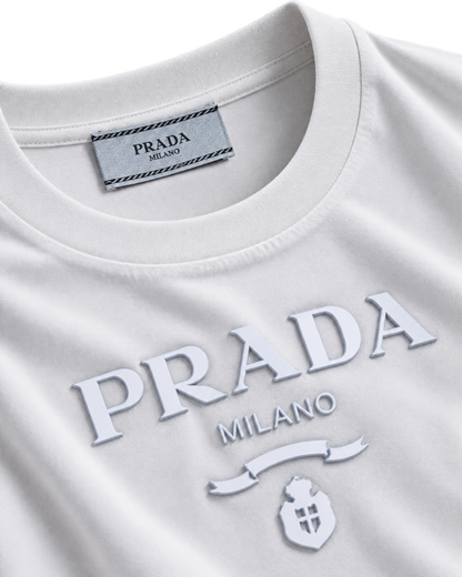 Prada Raised Logo Round Neck T-shirt