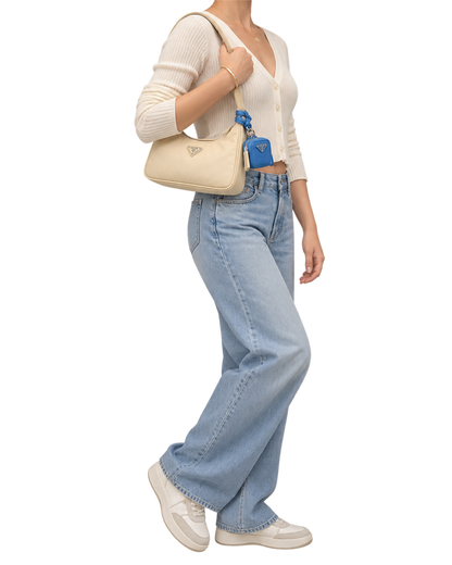 Prada Re-Edition 2000 Cream Nylon Bag