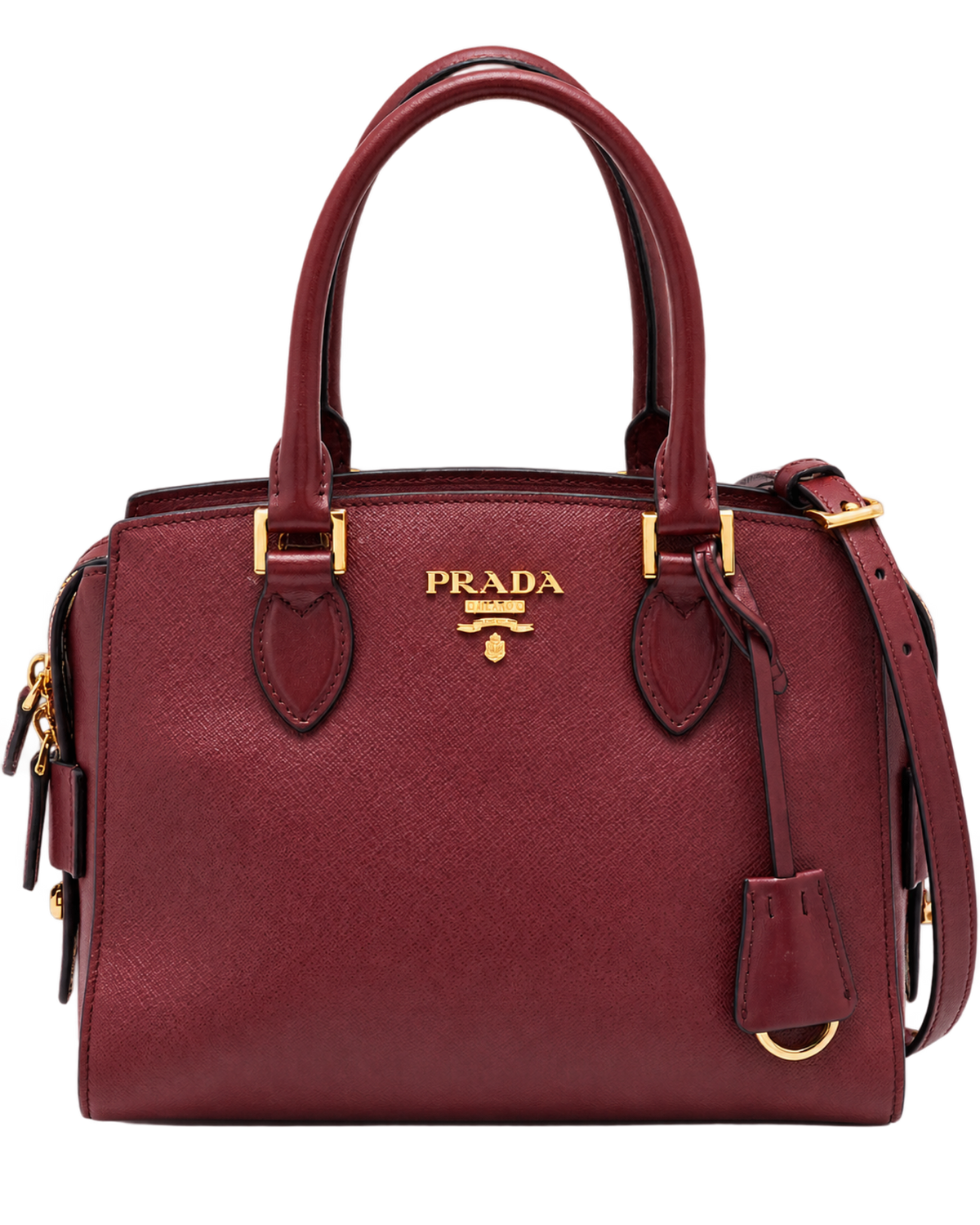Prada Red Saffiano Lux/Soft Leather Top Zip Tote