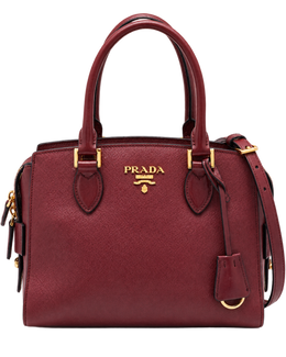 Prada Red Saffiano Lux/Soft Leather Top Zip Tote