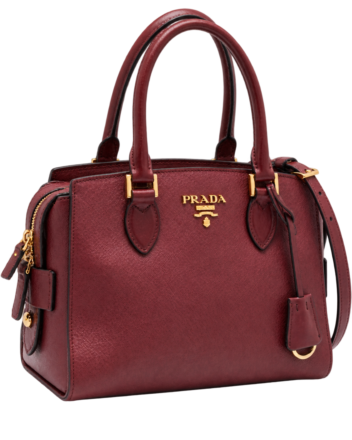 Prada Red Saffiano Lux/Soft Leather Top Zip Tote