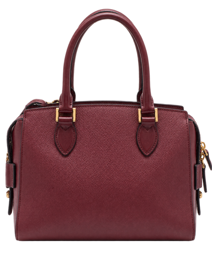 Prada Red Saffiano Lux/Soft Leather Top Zip Tote