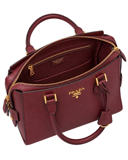 Prada Red Saffiano Lux/Soft Leather Top Zip Tote