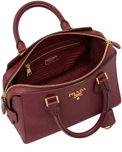 Prada Red Saffiano Lux/Soft Leather Top Zip Tote