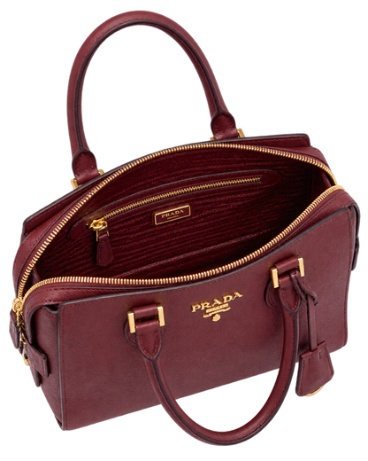 Prada Red Saffiano Lux/Soft Leather Top Zip Tote