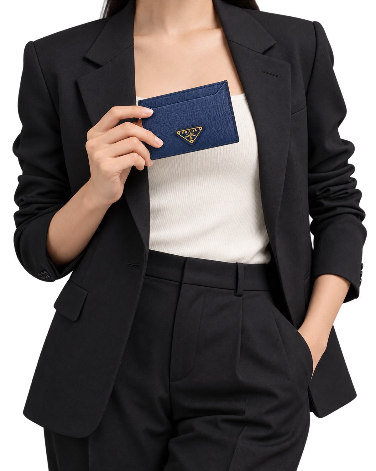 Prada Saffiano Card Case Bleuette