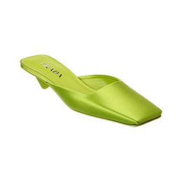 Prada Satin Lime Green Kitten Heel Mules